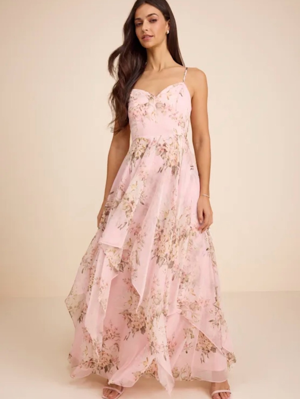 Breigh Blush Floral Sleeveless Maxi Dress